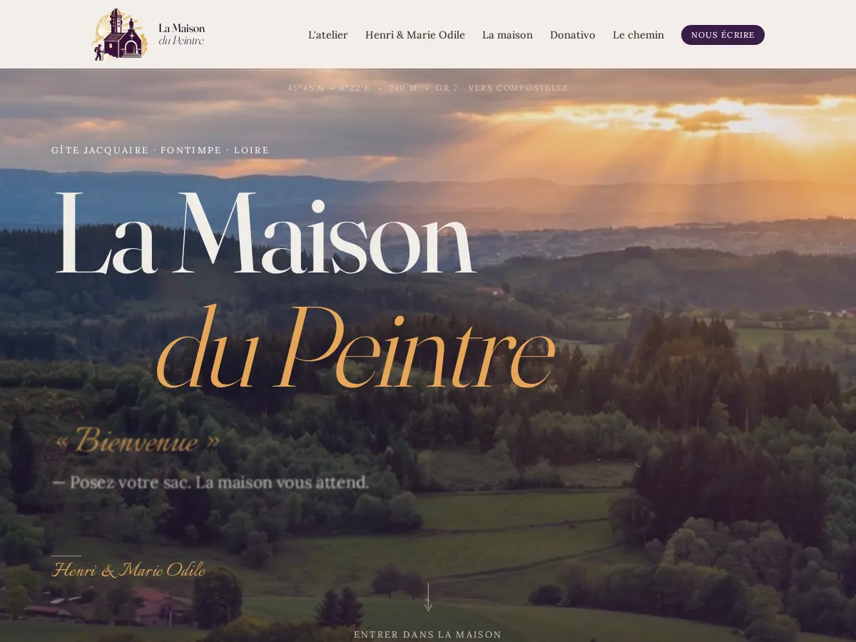 Site web La Maison du Peintre — réalisation Parallak pour gîte jacquaire Loire