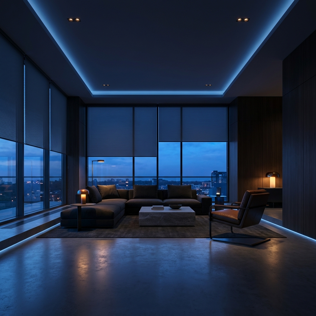 Maison intelligente moderne avec éclairage automatisé